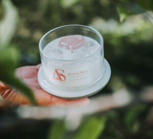 Bougie Cœur quartz rose