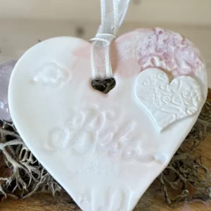 Cœur en porcelaine & Diffuseur Bébé rose