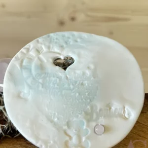 Cœur porcelaine Ourson Bonheur Quartz rose